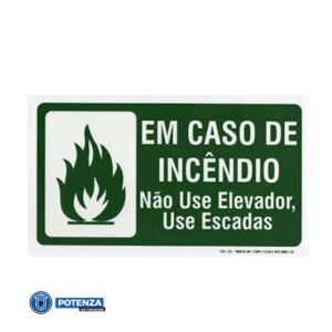 PLACA EM CASO DE INCÊNDIO NÃO USE ELEVADORES